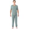 imageFruit of the Loom Mens 360 Stretch Short Sleeve VNeck Top and Pant Sleep Pajama SetGreen