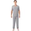 imageFruit of the Loom Mens 360 Stretch Short Sleeve VNeck Top and Pant Sleep Pajama SetGrey Heather