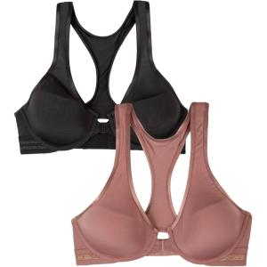 imageFruit of the Loom A Fresh Collection Game Changer 2Pack Front ampamp Back Closure Racerback Bras and Comfort for WomenPremium PlumBlack Hue