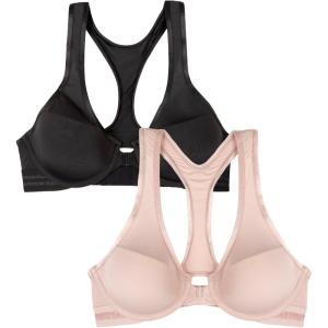 imageFruit of the Loom A Fresh Collection Game Changer 2Pack Front ampamp Back Closure Racerback Bras and Comfort for WomenRose ShadowBlack Hue