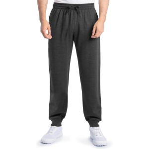 imageFruit of the Loom Best Collection Mens Fleece Elastic Bottom PantCotton Blend  Black Heather