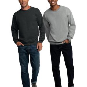 imageFruit of the Loom Eversoft Fleece Crewneck Sweatshirts Moisture Wicking ampamp Breathable Sizes S4X2 Pack  Black HeatherGrey Heather
