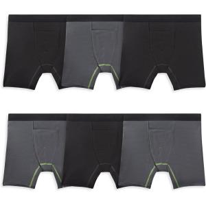 imageFruit of the Loom Mens 360 Stretch Boxer Briefs High Performance Stretch Quick Dry ampamp Moisture WickingCooling Channels  6 Pack  BlackGrey