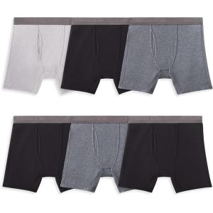 imageFruit of the Loom Mens 360 Stretch Boxer Briefs High Performance Stretch Quick Dry ampamp Moisture WickingCoolsoft  6 Pack  BlackGrey