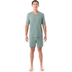 imageFruit of the Loom Mens 360 Stretch Sleeve VNeck Top and Short Sleep Pajama SetGreen