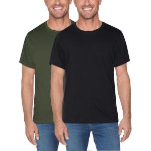 imageFruit of the Loom Mens Crafted Comfort Tee Relaxed ampamp Classic Fit Sizes S2xClassic Fit  Pima Cotton  2 Pack  BlackMilitary Green
