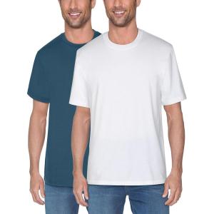 imageFruit of the Loom Mens Crafted Comfort Tee Relaxed ampamp Classic Fit Sizes S2xRelaxed Fit  Cotton  2 Pack  WhiteSmoke Blue