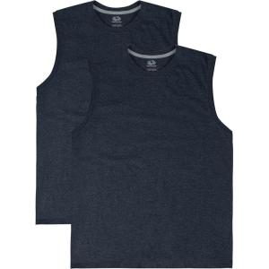 imageFruit of the Loom Mens EverSoft Cotton Sleeveless Moisture Wicking TShirts with Odor ControlMuscle  2 Pack  Black Heather