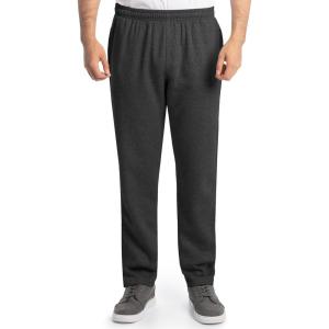 imageFruit of the Loom Mens Eversoft Fleece Open Bottom Sweatpants with Pockets Relaxed Fit Moisture Wicking BreathableBlack Heather