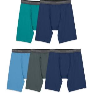 imageFruit of the Loom Mens MicroStretch Long Leg Boxer Briefs assorted Small  Pack of 5