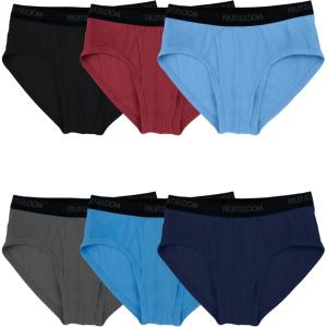 imageFruit of the Loom Mens Underwear Briefs Tag Free ampamp Moisture Wicking Assorted Color Multipacks6 Pack  Assorted Solids