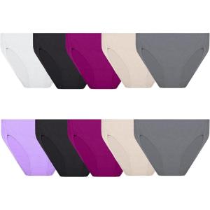 imageFruit of the Loom Womens Breathable Underwear Retired ColorsMicro Mesh  Plus Size Hi Cut  10 Pack  GreyBlackPurple