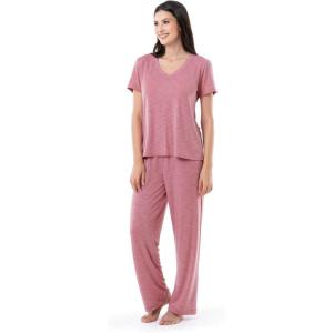imageFruit of the Loom Womens Short Sleeve Tee and Pant 2 Piece Sleep Pajama SetAntique Heather Blush
