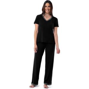 imageFruit of the Loom Womens Short Sleeve Tee and Pant 2 Piece Sleep Pajama SetBlack
