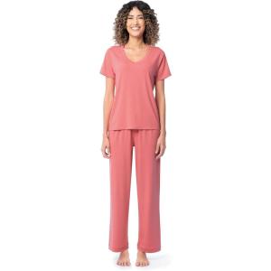 imageFruit of the Loom Womens Short Sleeve Tee and Pant 2 Piece Sleep Pajama SetDesert Rose