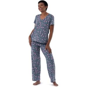 imageFruit of the Loom Womens Short Sleeve Tee and Pant 2 Piece Sleep Pajama SetFloral
