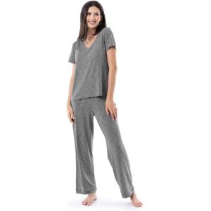 imageFruit of the Loom Womens Short Sleeve Tee and Pant 2 Piece Sleep Pajama SetHeather Grey