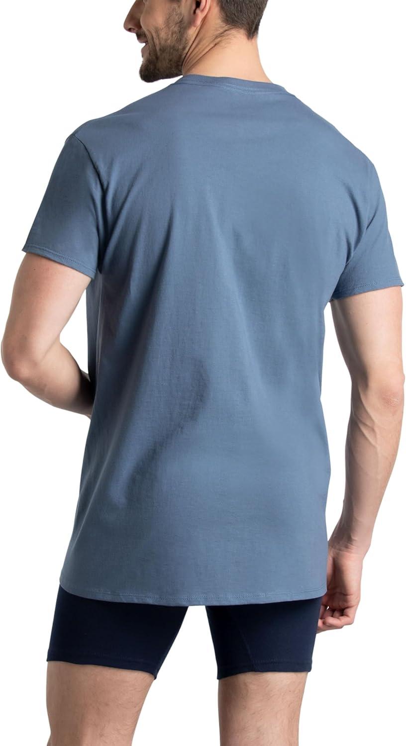 imageFruit of the Loom Mens Tee Undershirts Moisture Wicking ampamp Tag Free Short Sleeve Pocket TShirtsAssorted Blues  6 Pack  Pocket