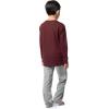 imageFruit of the Loom Boys Long Sleeve Jersey Henley Top and Fleece Pant Sleep Pajama SetCardinalGrey Heather