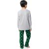 imageFruit of the Loom Boys Long Sleeve Jersey Henley Top and Fleece Pant Sleep Pajama SetGrey HeatherGreenNavy