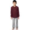 imageFruit of the Loom Boys Long Sleeve Jersey Henley Top and Fleece Pant Sleep Pajama SetCardinalGrey Heather