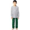 imageFruit of the Loom Boys Long Sleeve Jersey Henley Top and Fleece Pant Sleep Pajama SetGrey HeatherGreenNavy