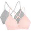 imageFruit of the Loom Girls 2Pack Seamless Soft Cup Bras  Lightweight ampamp Gentle SupportGrey HeatherBlushing Rose
