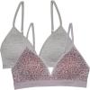 imageFruit of the Loom Girls 2Pack Seamless Soft Cup Bras  Lightweight ampamp Gentle SupportMulti LeoGrey Heather
