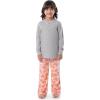 imageFruit of the Loom Girls Long Sleeve Jersey Henley Top and Fleece Pant Sleep Pajama SetGrey HeatherRose Hearts