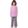 imageFruit of the Loom Girls Long Sleeve Jersey Henley Top and Fleece Pant Sleep Pajama SetPinkCheetah