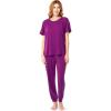 imageFruit of the Loom Womens Breathable Short Sleeve Top and Jogger Pant Sleep Pajama SetBoysenberry