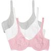 imageFruit of the Loom Womens Unlined Underwire BraCotton ampamp Spandex Blend for Natural Shape and FlexibilityBittersweet PinkWhtGrey Hthr