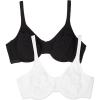 imageFruit of the Loom Womens Unlined Underwire BraCotton ampamp Spandex Blend for Natural Shape and FlexibilityBlack HueWhite 86ck