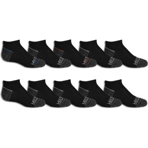 imageFruit Of the Loom Boys 10 Pair Pack Dual Defense Cushioned Comfort SocksBlack Assort 1
