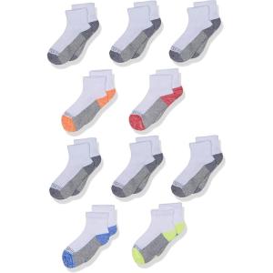 imageFruit Of the Loom Boys 10 Pair Pack Dual Defense Cushioned Comfort SocksWhite Assort