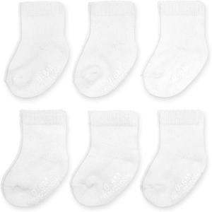 imageFruit of the Loom All Weather Baby ampamp Toddler Socks  Cotton Crew Socks with Grips for Boys Girls and UnisexWhite
