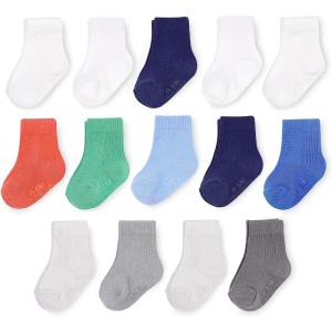 imageFruit of the Loom Baby 14Pack Grow ampamp Fit Flex Zones Cotton Stretch Socks  Unisex Girls BoysBlue