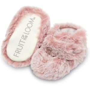 imageFruit of the Loom Cozy Thermal Wrap Booties with NonSkids for Baby Girls Boys UnisexPink Faux Fur