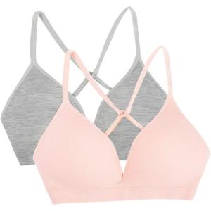 imageFruit of the Loom Girls 2Pack Seamless Soft Cup Bras  Lightweight ampamp Gentle SupportGrey HeatherBlushing Rose