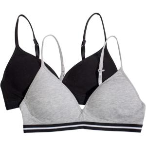 imageFruit of the Loom Girls 2Pack Seamless Soft Cup Bras  Lightweight ampamp Gentle SupportHeather GreyBlack Hue