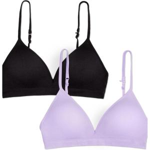 imageFruit of the Loom Girls 2Pack Seamless Soft Cup Bras  Lightweight ampamp Gentle SupportLilac WhisperBlack Hue