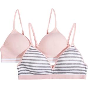 imageFruit of the Loom Girls 2Pack Seamless Soft Cup Bras  Lightweight ampamp Gentle SupportSkinny StripeBlushing Rose