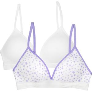 imageFruit of the Loom Girls 2Pack Seamless Soft Cup Bras  Lightweight ampamp Gentle SupportSparkling StarWhite