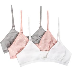 imageFruit of the Loom Girls 3Pack Cotton Convertible Bralette  Adjustable ampamp VersatileBlush Zen DotWhiteHeather Grey