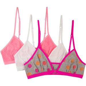 imageFruit of the Loom Girls 3Pack Cotton Convertible Bralette  Adjustable ampamp VersatileParty DotsWhitePopsicle Pink