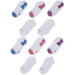 imageFruit of the Loom Girls Everyday Essential Soft Cushion SocksWhite WColored Heel Toe