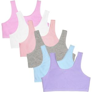 imageFruit of the Loom Girls Multi Cotton BuiltUp Stretch Sports Bra Available in 6 PacksHyacinthEyeshadowGrey HeatherWhiteLilacBlushing Rose