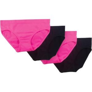 imageFruit of the Loom Girls MultiPack Seamless Bikini Briefs  Ultimate Comfort ampamp FlexibilityNeon PinkBlack Hue 4pack