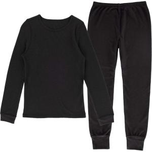 imageFruit of the Loom Girls Premium Thermal Waffle Underwear SetBlack