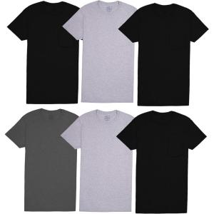 imageFruit of the Loom Mens Tee Undershirts Moisture Wicking ampamp Tag Free Short Sleeve Pocket TShirtsColors May Vary  6 Pack  Pocket